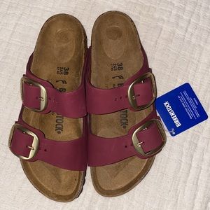 Womens Maroon Suede Birkenstocks 7.5 (38)